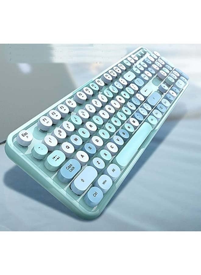 Keyboard and Mouse Wireless 104 keys Combo Set，Wireless Keyboard and Mouse Combo, Blue Retro Keyboard - Image 4