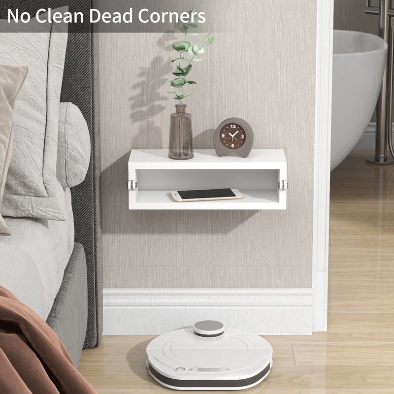SUMGAR Floating Nightstand White Modern Bedside Table Organiser Fully Assembled Shelf Small Spaces Wall Mounted Storage Wood Furniture for Bedroom Home Decor 13 Inch Wide - Image 5