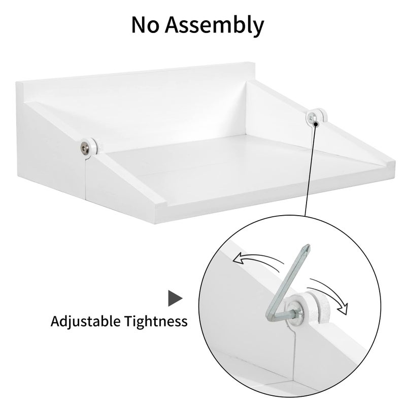 SUMGAR Floating Nightstand White Modern Bedside Table Organiser Fully Assembled Shelf Small Spaces Wall Mounted Storage Wood Furniture for Bedroom Home Decor 13 Inch Wide - Image 2