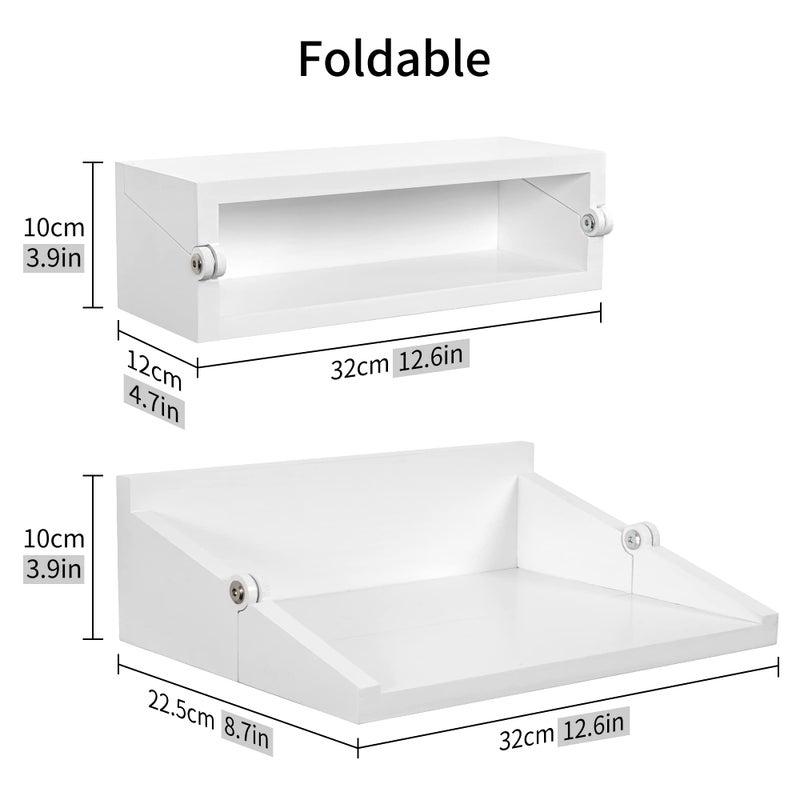 SUMGAR Floating Nightstand White Modern Bedside Table Organiser Fully Assembled Shelf Small Spaces Wall Mounted Storage Wood Furniture for Bedroom Home Decor 13 Inch Wide - Image 3