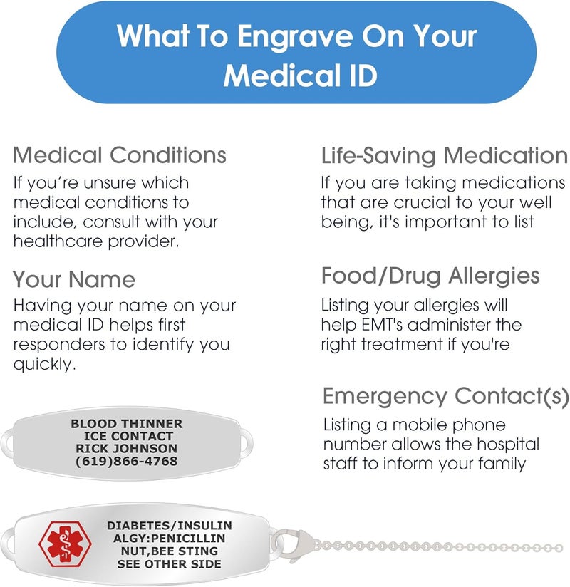 Divoti Custom Engraved Medical Alert ID Bracelet – Dual-Sided Wristband, Stainless Steel – Durable & Rust Free – Adjustable & Trim-to-Fit – Emergency Medical Info Band for Men & Women - Image 5