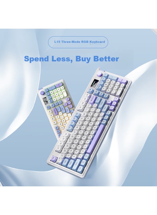 Langtu L15 Purple 98-key Wired/wireless/bluetooth Tri-mode Silent Keyboard With Gasket Structure And Rgb Lighting Effects - Image 5