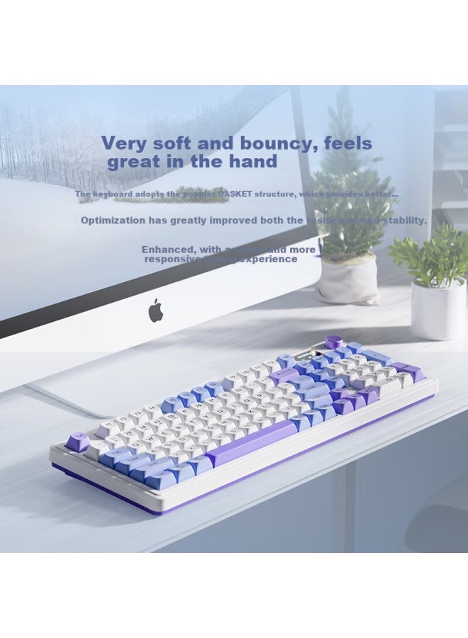 Langtu L15 Purple 98-key Wired/wireless/bluetooth Tri-mode Silent Keyboard With Gasket Structure And Rgb Lighting Effects - Image 3