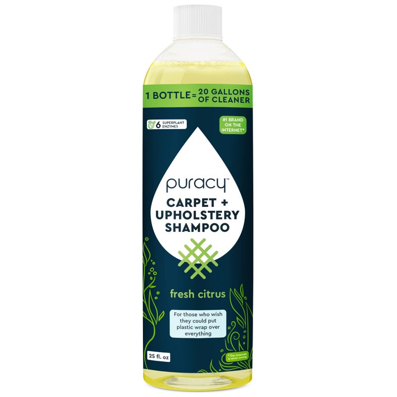 Puracy Professional Carpet Cleaner Machine Detergent, 4x Concentrated Upholstery Cleaner, Natural Carpet Shampoo, Pet Stain Remover & Deodorizer, Makes 20 Gallons of Cleaning Solution, 25 Ounce - Image 1
