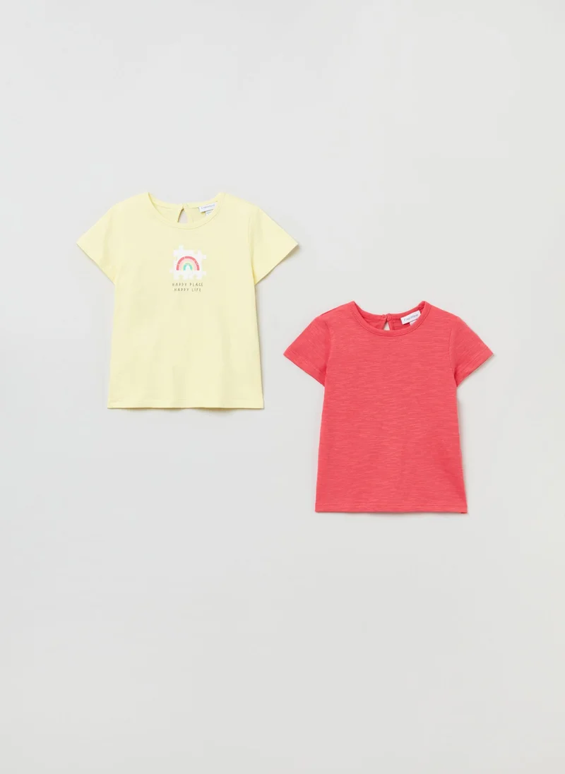 Ovs OVS Baby Girl 2 Pack Print And Plain T-Shirt