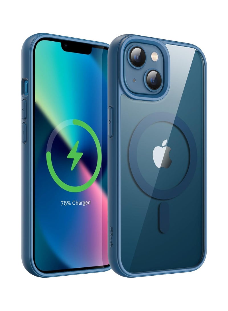 Denx Magnetic Case for iPhone 13 and iPhone 14 [Shockproof & Slim] Clear Hard Back Cover with high-Grade Protection | Navy Blue - Image 1