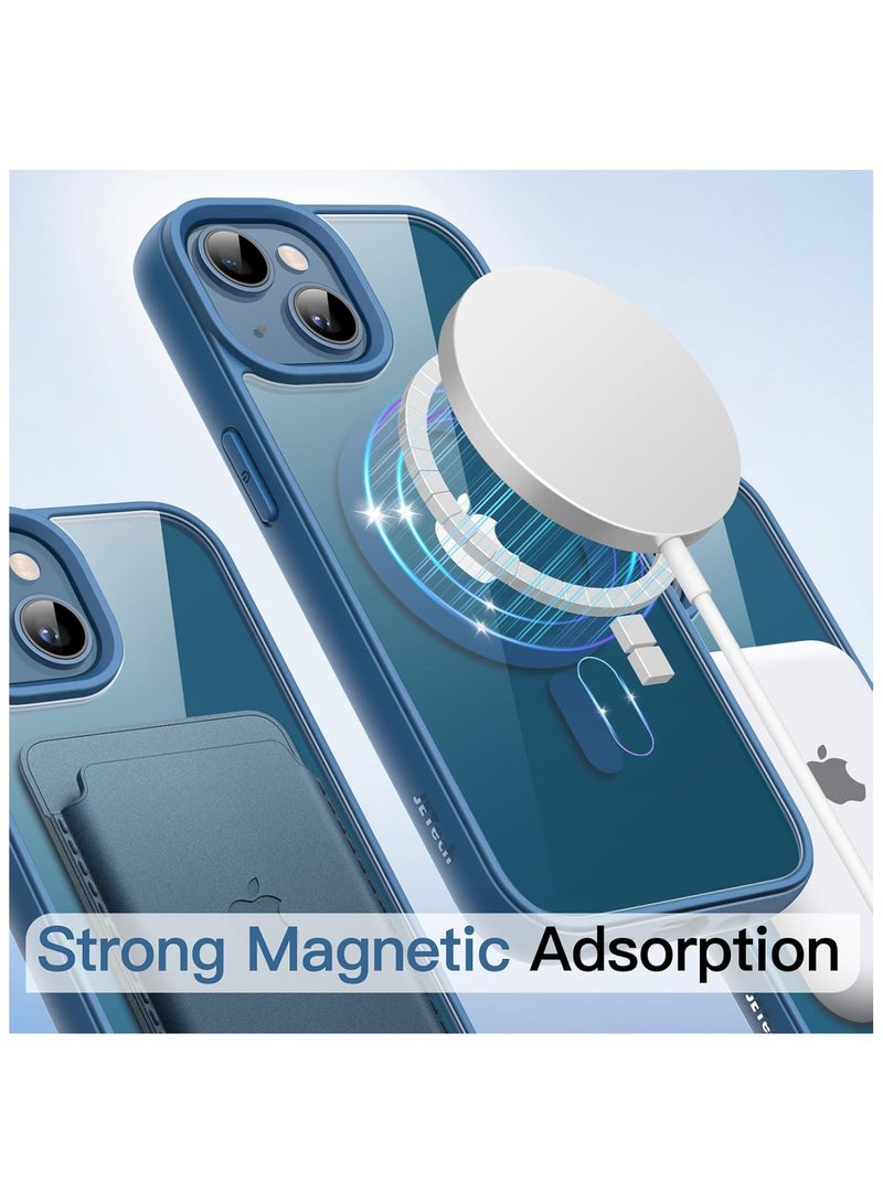Denx Magnetic Case for iPhone 13 and iPhone 14 [Shockproof & Slim] Clear Hard Back Cover with high-Grade Protection | Navy Blue - Image 3