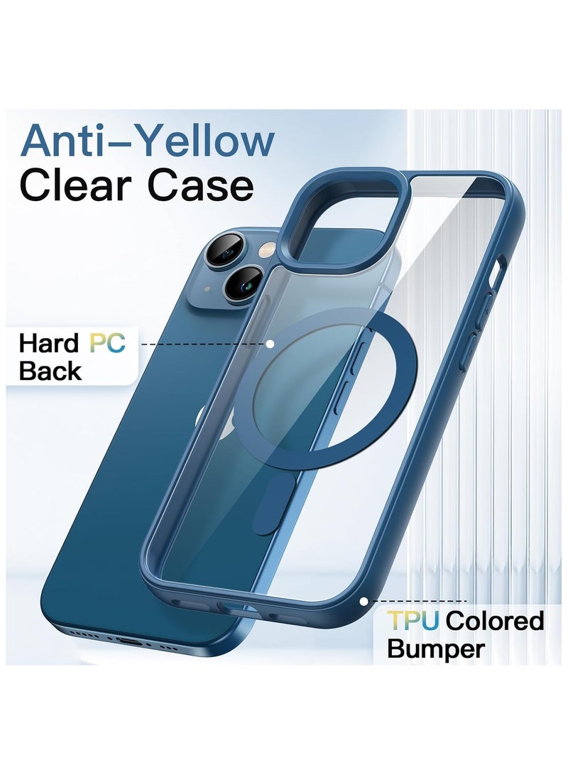 Denx Magnetic Case for iPhone 13 and iPhone 14 [Shockproof & Slim] Clear Hard Back Cover with high-Grade Protection | Navy Blue - Image 5