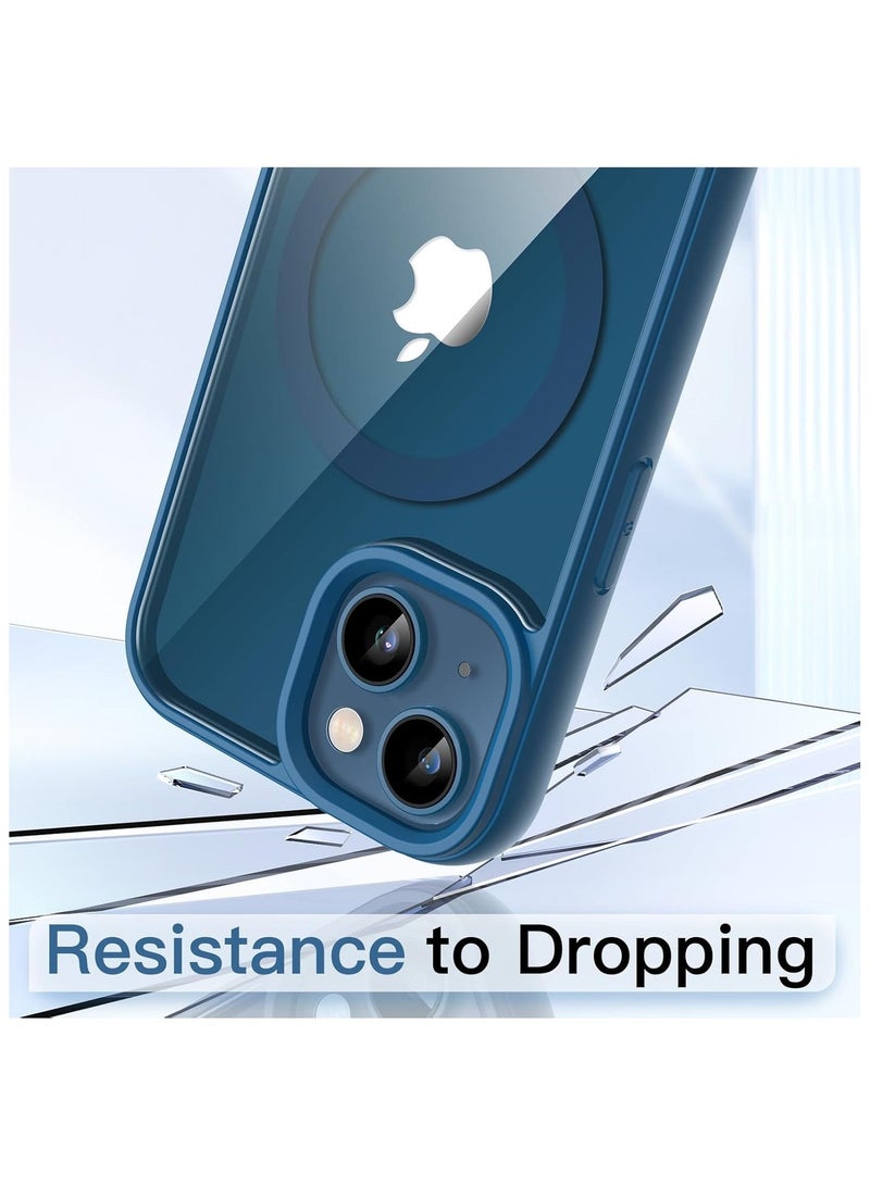 ACLIX Magnetic Case for iPhone 13 and iPhone 14 [Shockproof & Slim] Clear Hard Back Cover with high-Grade Protection | Navy Blue - Image 3