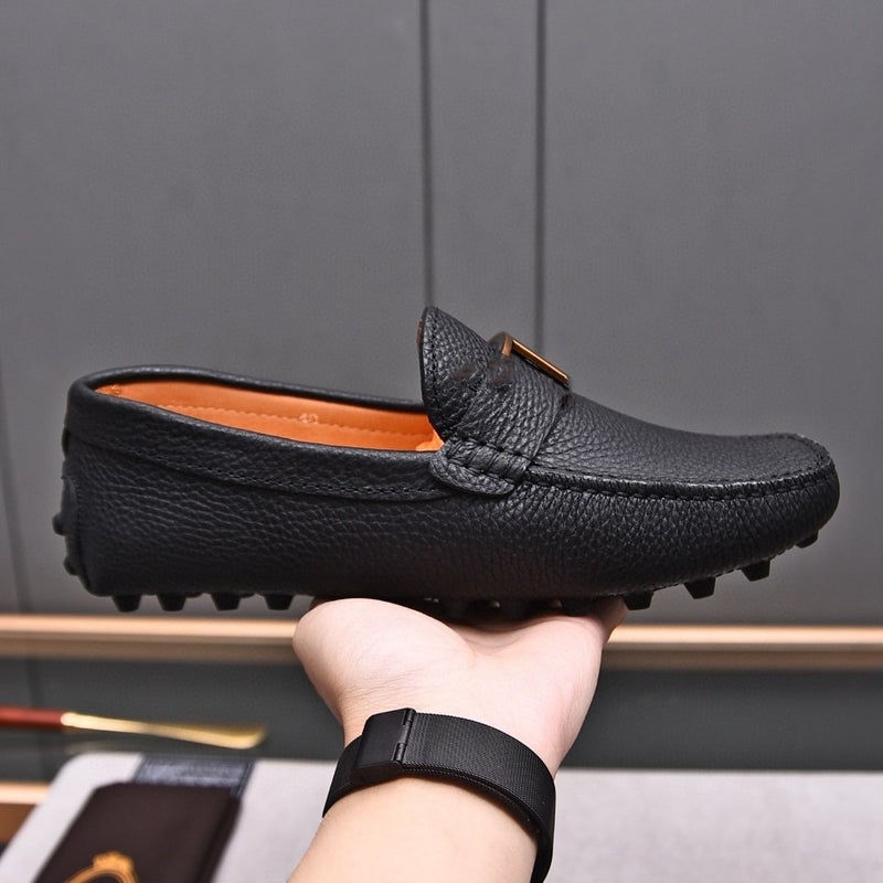 Color Summer And Autumn Leather Loafers With Cowhide Head Layer Round Toe Super Soft Flat Shoes Casual Shoes - Image 5