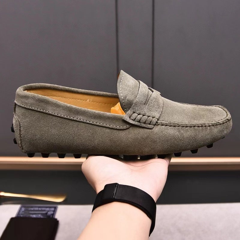 Color Summer And Autumn Leather Loafers With Cowhide Head Layer Round Toe Super Soft Flat Shoes Casual Shoes - Image 1