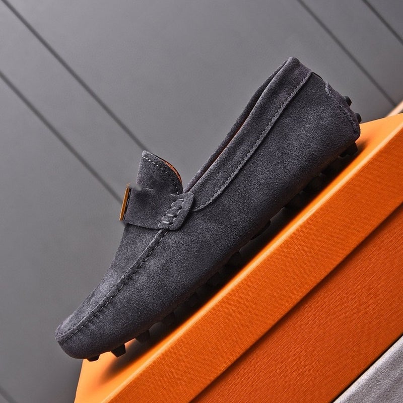 Color Summer And Autumn Leather Loafers With Cowhide Head Layer Round Toe Super Soft Flat Shoes Casual Shoes - Image 3