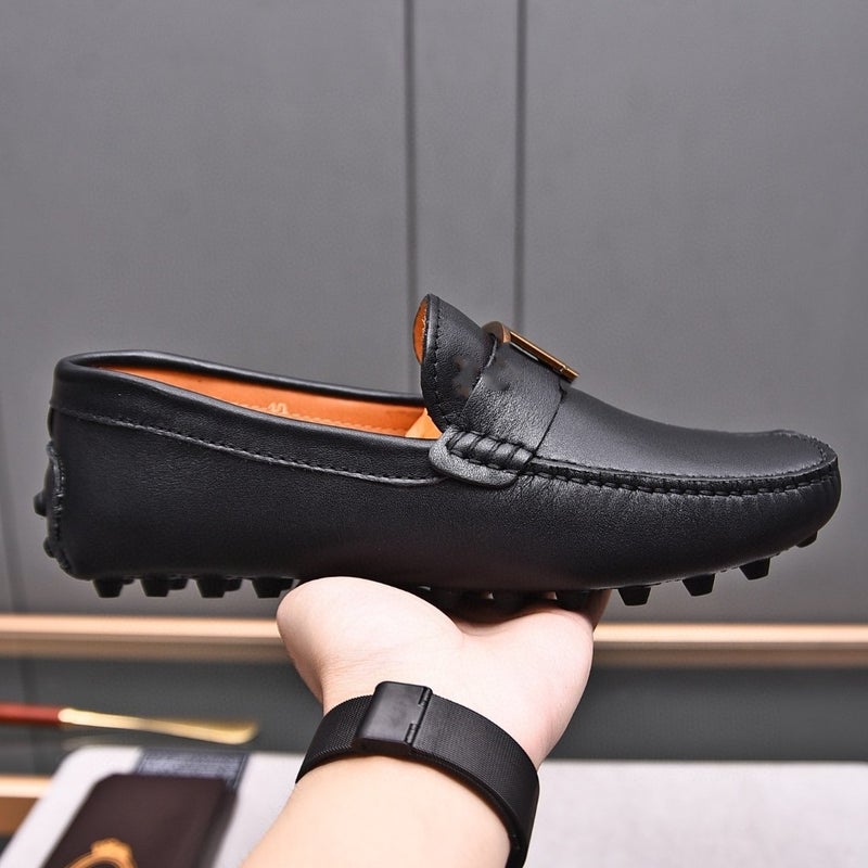 Color Summer And Autumn Leather Loafers With Cowhide Head Layer Round Toe Super Soft Flat Shoes Casual Shoes - Image 4