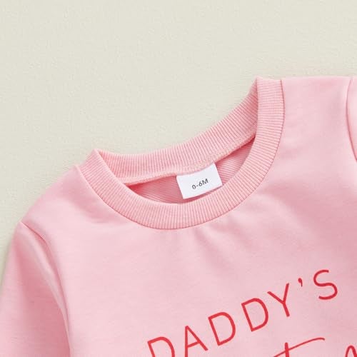 Thorn Tree My First Valentines Day Baby Girl Outfit Long Sleeve Newborn Sweater Pants Fall Winter Clothes Toddler Outfits (Pink Daddy, 0-6 Months) - Image 3