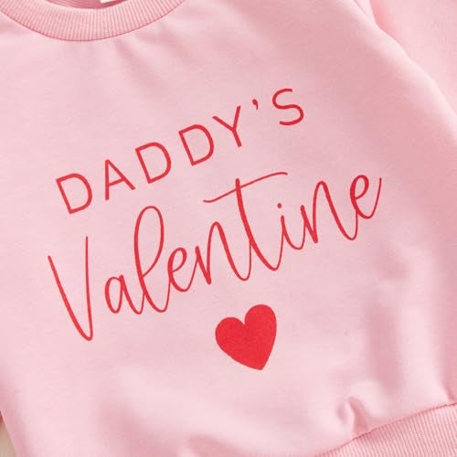 Thorn Tree My First Valentines Day Baby Girl Outfit Long Sleeve Newborn Sweater Pants Fall Winter Clothes Toddler Outfits (Pink Daddy, 0-6 Months) - Image 4