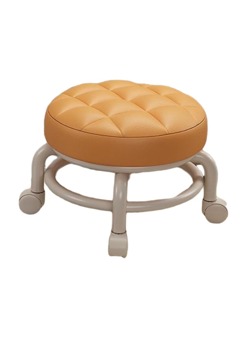 J - GO THE BUSINESS HUB - J GO THE BUSINESS HUB Low Round Roller Seat Stool Swivel Chair 360 Degree Rotating Comfortable Shoes Changing Sofa Tea Stool Sturdy Footrest Movable Mini Stool Pulley Wheel Stool for OfficeHome - Image 1