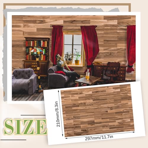 Flutesan 6 Pcs Miniature Dollhouse Wallpaper and Flooring Peel and Stick Mini DIY Self Adhesive Dollhouse Accessories 827 x 1169 Inch Classic Style - Image 5