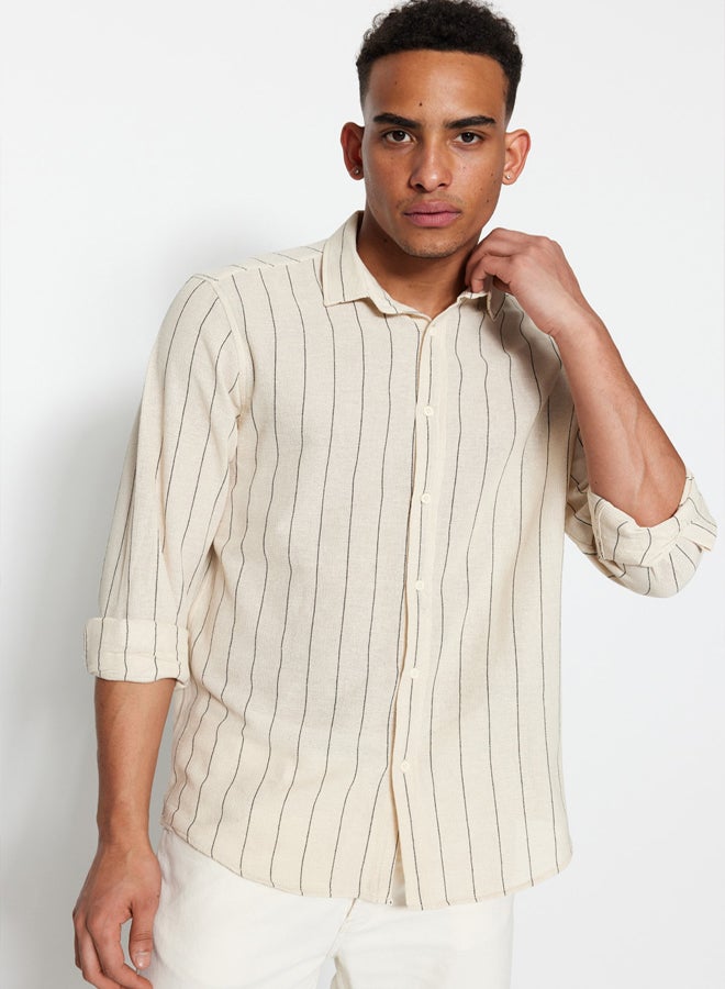 trendyol Striped Regular Fit Textured Shirt TMNSS23GO00085 - Image 2