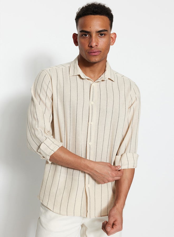 trendyol Striped Regular Fit Textured Shirt TMNSS23GO00085 - Image 1