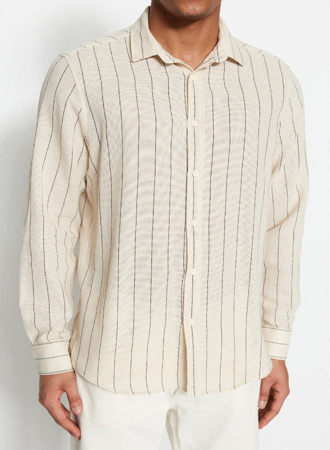 trendyol Striped Regular Fit Textured Shirt TMNSS23GO00085 - Image 4