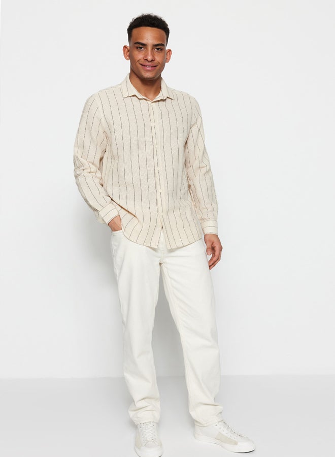 trendyol Striped Regular Fit Textured Shirt TMNSS23GO00085 - Image 3
