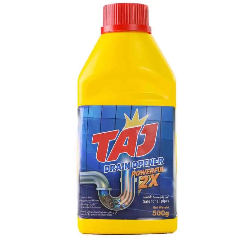 Taj Drain Opener Powerful 2X Powder, Safe for all Pipes- 500gms - Image 1
