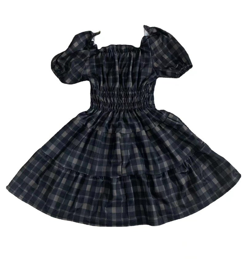 [9.9 free shipping clearance special offer no refund no exchange] French plaid dress square collar plus size womens summer 013 picture color