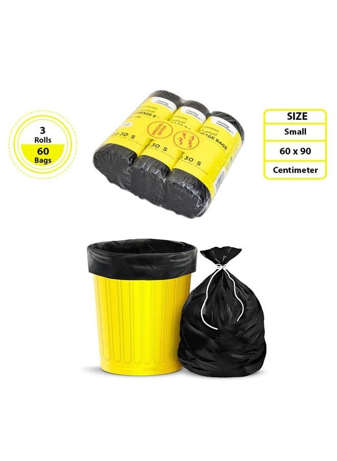 cleaning superstore Multi-Purpose Garbage Bag Roll for Garbage Bin Dust Bin Waste Basket 30 Gallons 20 Bags 60x90 cm Black (Pack Of 3)  - Image 2