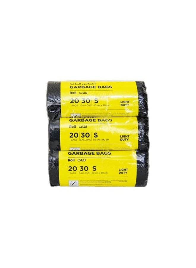 cleaning superstore Multi-Purpose Garbage Bag Roll for Garbage Bin Dust Bin Waste Basket 30 Gallons 20 Bags 60x90 cm Black (Pack Of 3)  - Image 1