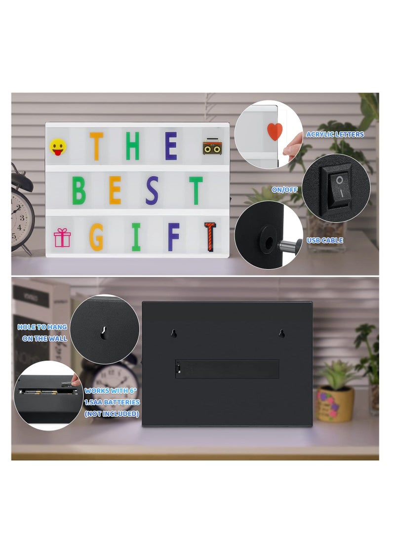 Generic - A4 Cinematic Light Box, LED Lightbox with Letters & Symbols & Patterns & USB Cable, Light Up Signs Message Box, DIY Light Up Gifts for Wedding, Anniversary, Birthday, Party, Store Sign - Image 1