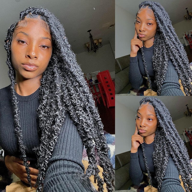 ZRQ Butterfly Locs Crochet Hair 18 Inch 6 Packs Pre Looped Distressed Crochet Braids Most Natural Hair Extension for Black Women (18 Inch,1B) - Image 2