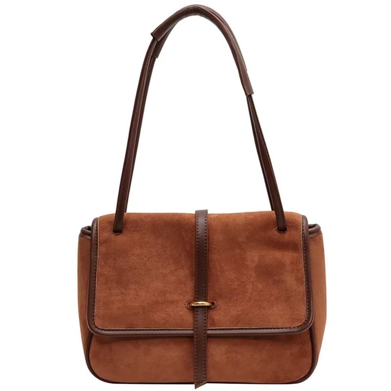 Mudono Handbags for Women Soft Suede Tote Bag Spacious Square Shoulder Purse Vintage Crossbody Messenger Satchel - Image 1