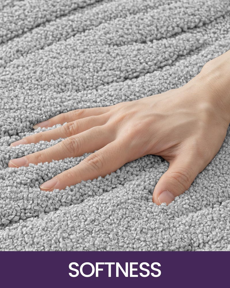 DEXI Bathroom Rugs 17""x30""  Extra Soft Absorbent Bath Rugs  Non Slip Bath Mats for Bathroom Floor  Machine Washable Rugs for Shower Floor  Light Grey - Image 2