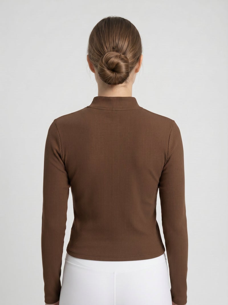PUMA Women Slim Fit Long Sleeve Outdoor T-Shirt, Brown - Image 4