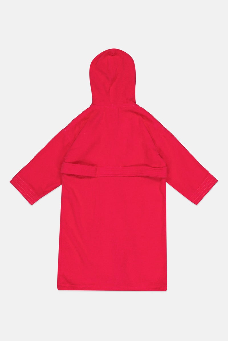 arena Toddlers Boy Embroidered Logo Belted Robe, Pink - Image 2