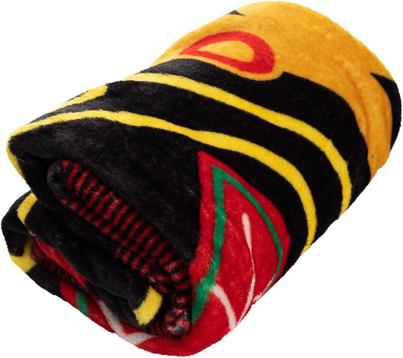 Calhoun NHL Surf  Skate Team Logo Plush Flannel Plaid Throw Blanket 50 by 60 Chicago Blackhawks - Image 2
