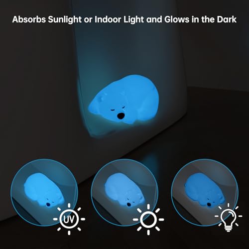 NiHome 2 PCS 3D Printed Polar Bear Toilet Floor Bolt Cover Caps, Glow in the Dark White Bear Toilet Bolt Covers Caps Decorative & Protective Easy Installation for Bathroom Decor Dust Debris Prevention - Image 2