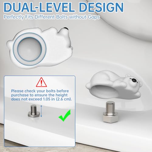 NiHome 2 PCS 3D Printed Polar Bear Toilet Floor Bolt Cover Caps, Glow in the Dark White Bear Toilet Bolt Covers Caps Decorative & Protective Easy Installation for Bathroom Decor Dust Debris Prevention - Image 5