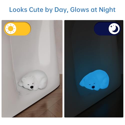 NiHome 2 PCS 3D Printed Polar Bear Toilet Floor Bolt Cover Caps, Glow in the Dark White Bear Toilet Bolt Covers Caps Decorative & Protective Easy Installation for Bathroom Decor Dust Debris Prevention - Image 3
