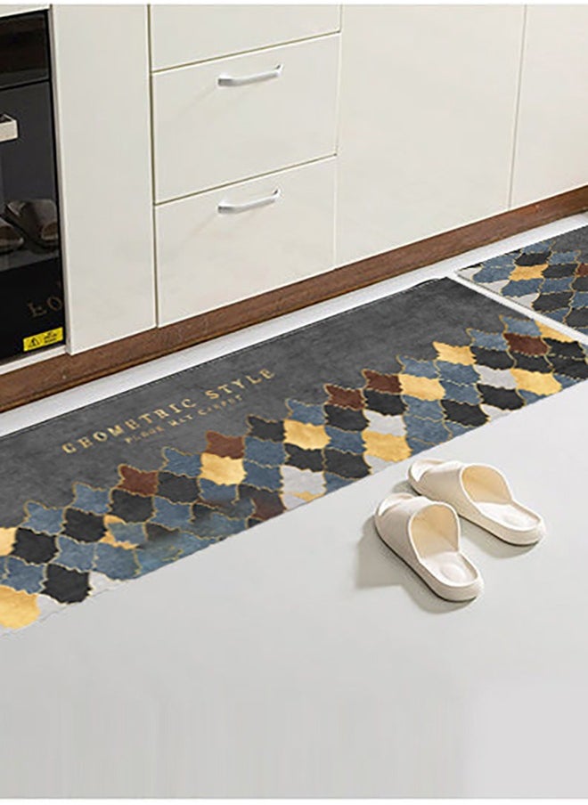 Arabest - 2-Piece Geometric Pattern Kitchen Floor Mat Set  Grey, Runner Rug for Kitchen, Laundry, Living Room, Bedroom, Bathroom, Front Door - Image 1