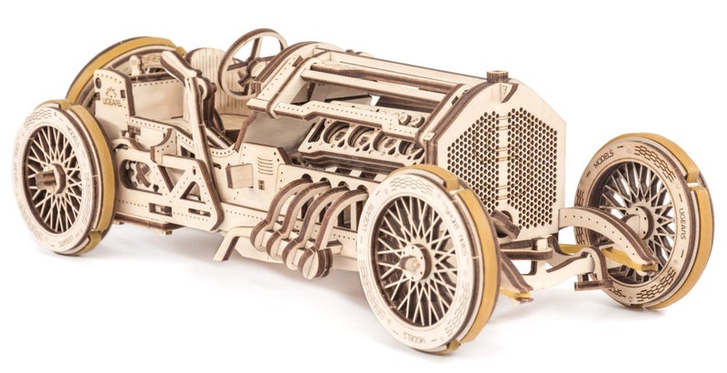 UGears Mechanical Models 3D Wooden Puzzle Mechanical U9 Grand Prix Car Idea - Image 3
