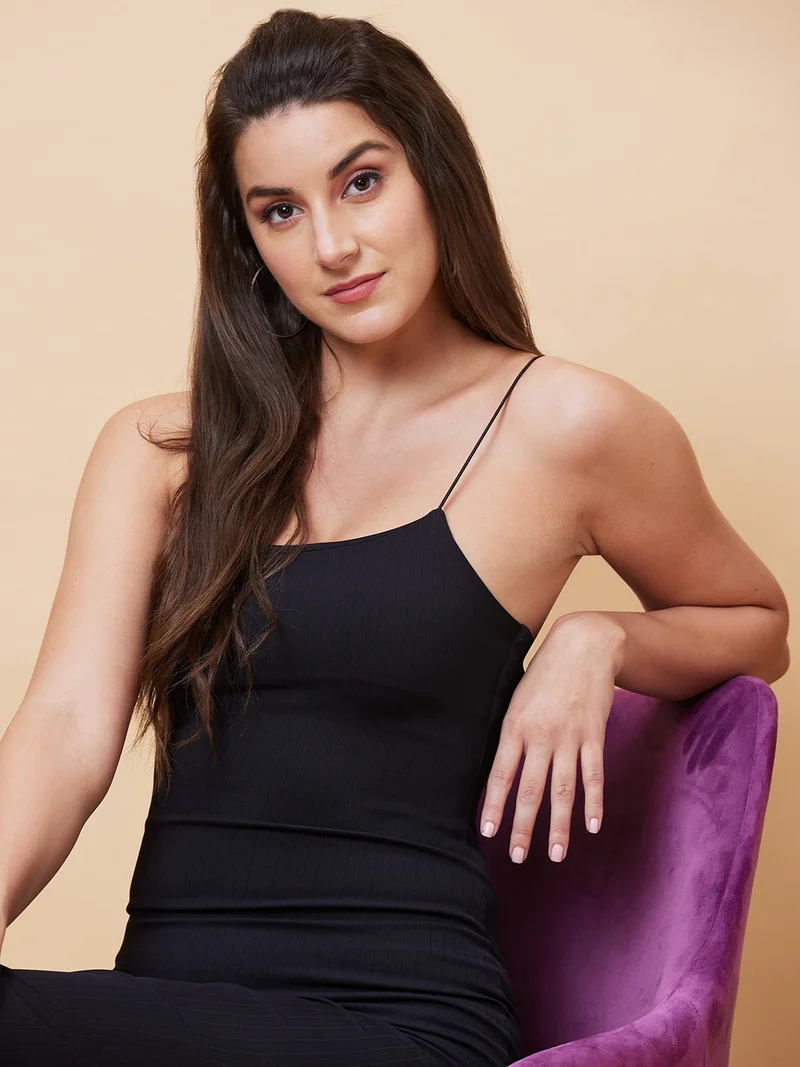 جلو باص فستان ميدي ضيق بكتف مكشوف من القطن الخالص جلوبس نسائي