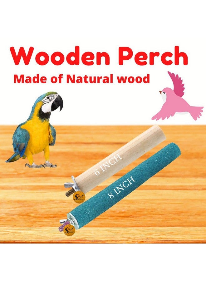 سايج سكوير مجموعة من مجاثم الرمل العادية والرملية من خشب طبيعي مقاس 6 و8 بوصات مع مسامير طحن | حامل ألعاب، تدريب، ملحقات قفص | العصافير، الببغاوات، البادجي، الكوكتيلات (عبوة من قطعتين) - Image 2