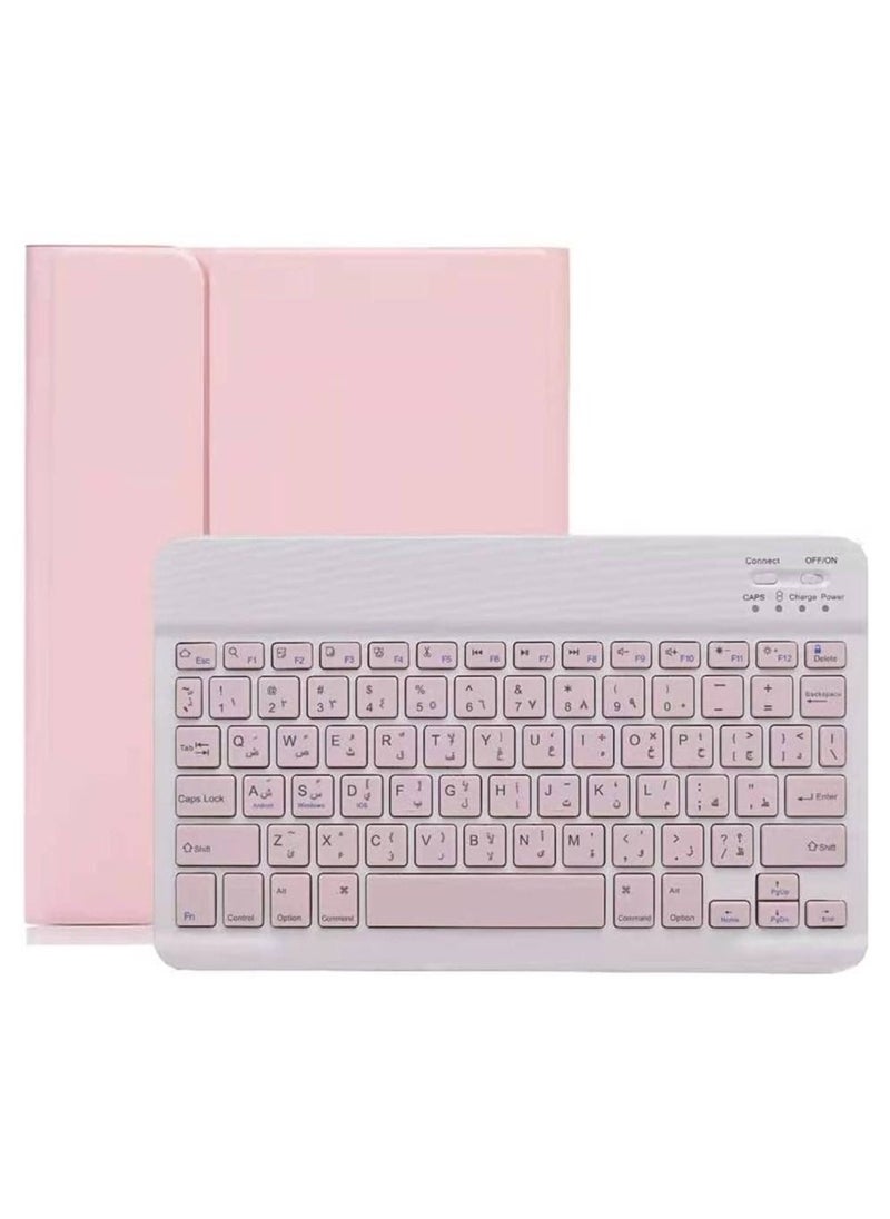 ماركة غير محددة حافظة لوحة مفاتيح باللغتين العربية والإنجليزية مع ماوس لاسلكي لجهاز Galaxy Tab A7 مقاس 10.4 بوصة، غطاء ذكي خفيف الوزن مع لوحة مفاتيح قابلة للفصل وماوس بلوتوث وحامل أقلام  - Image 2