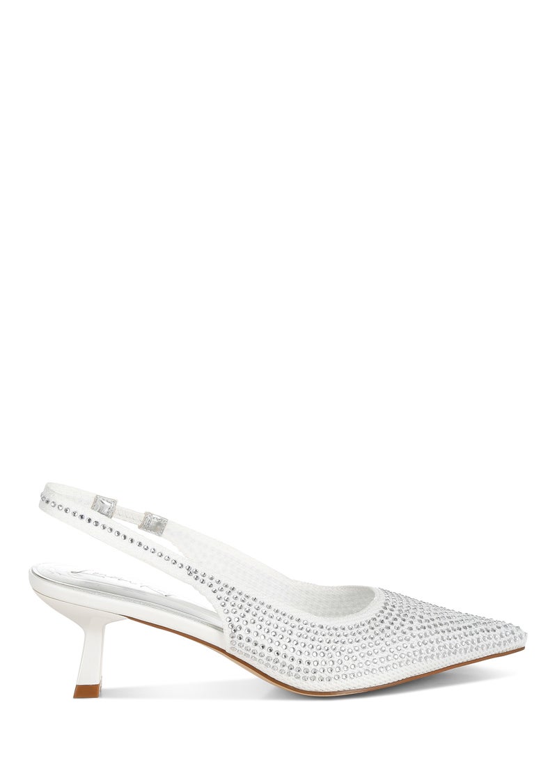London Rag Flyknit Rhinestone Slingback Sandals in White  - Image 1