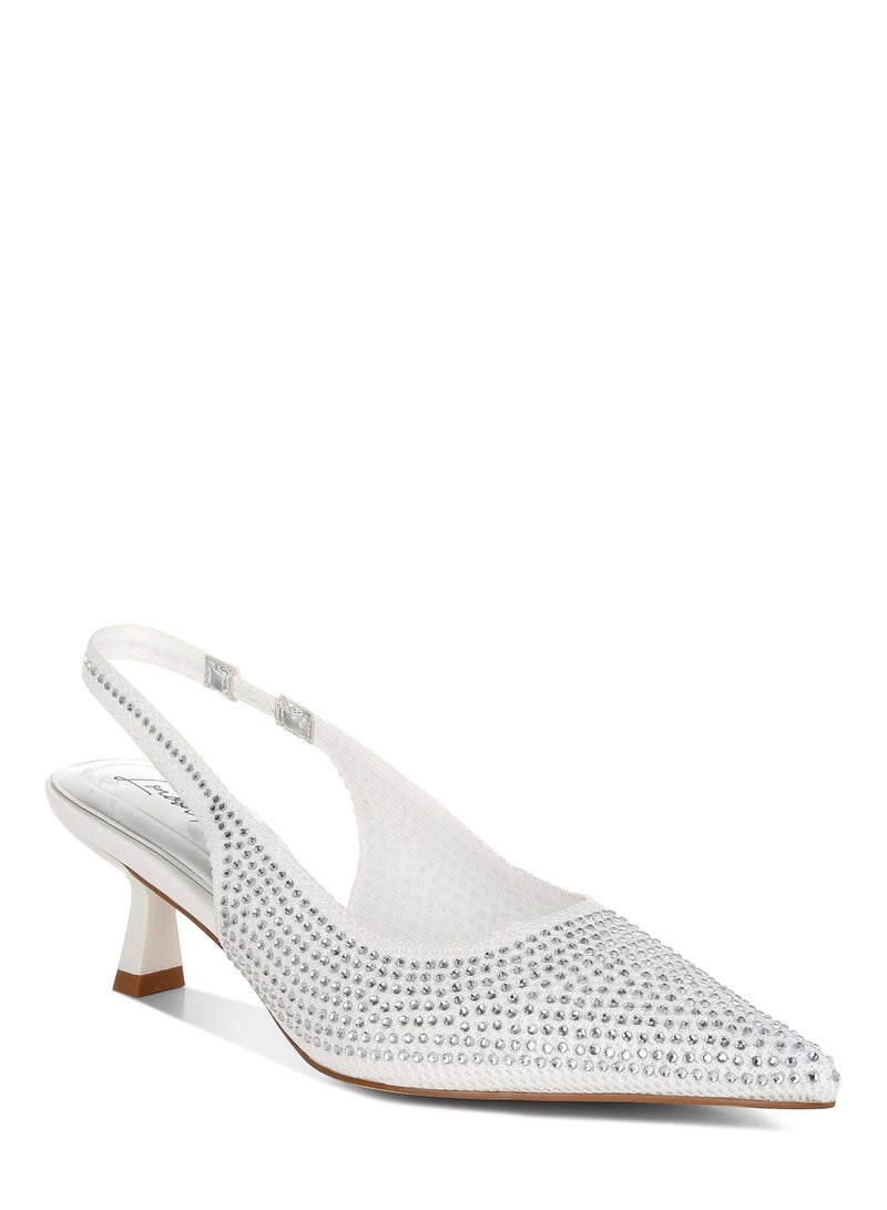 London Rag Flyknit Rhinestone Slingback Sandals in White  - Image 2