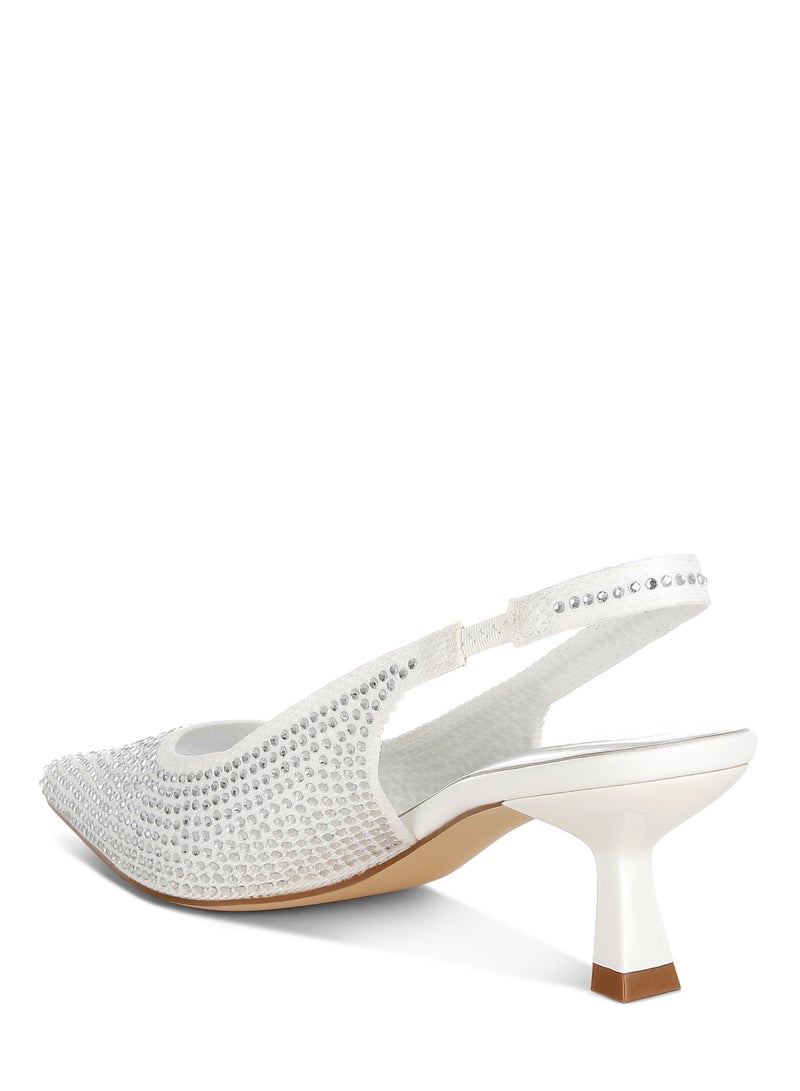London Rag Flyknit Rhinestone Slingback Sandals in White  - Image 3