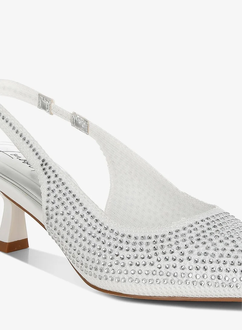 London Rag Flyknit Rhinestone Slingback Sandals in White