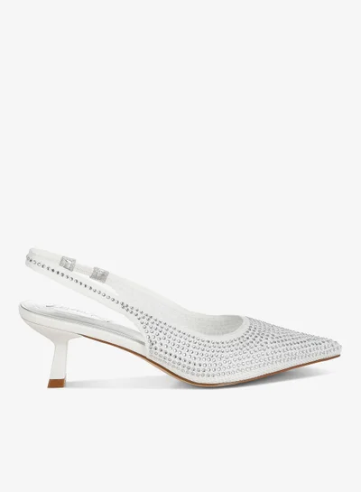 London Rag Flyknit Rhinestone Slingback Sandals in White