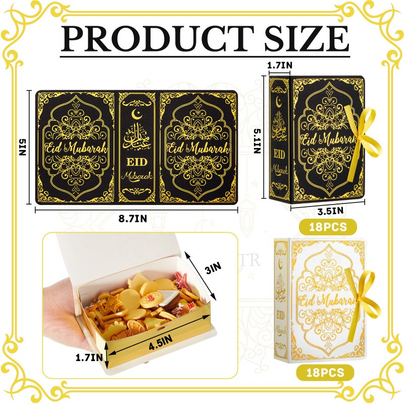 Honoson 36 Pcs Ramadan Eid Mubarak Favor Boxes 4.5Ã—3in Ramadan Treat Boxes Square Candy Eid Al Fitr Packages with Golden Ribbon for Party Decoration Supplies Snack Sugar Chocolate Goodie - Image 2